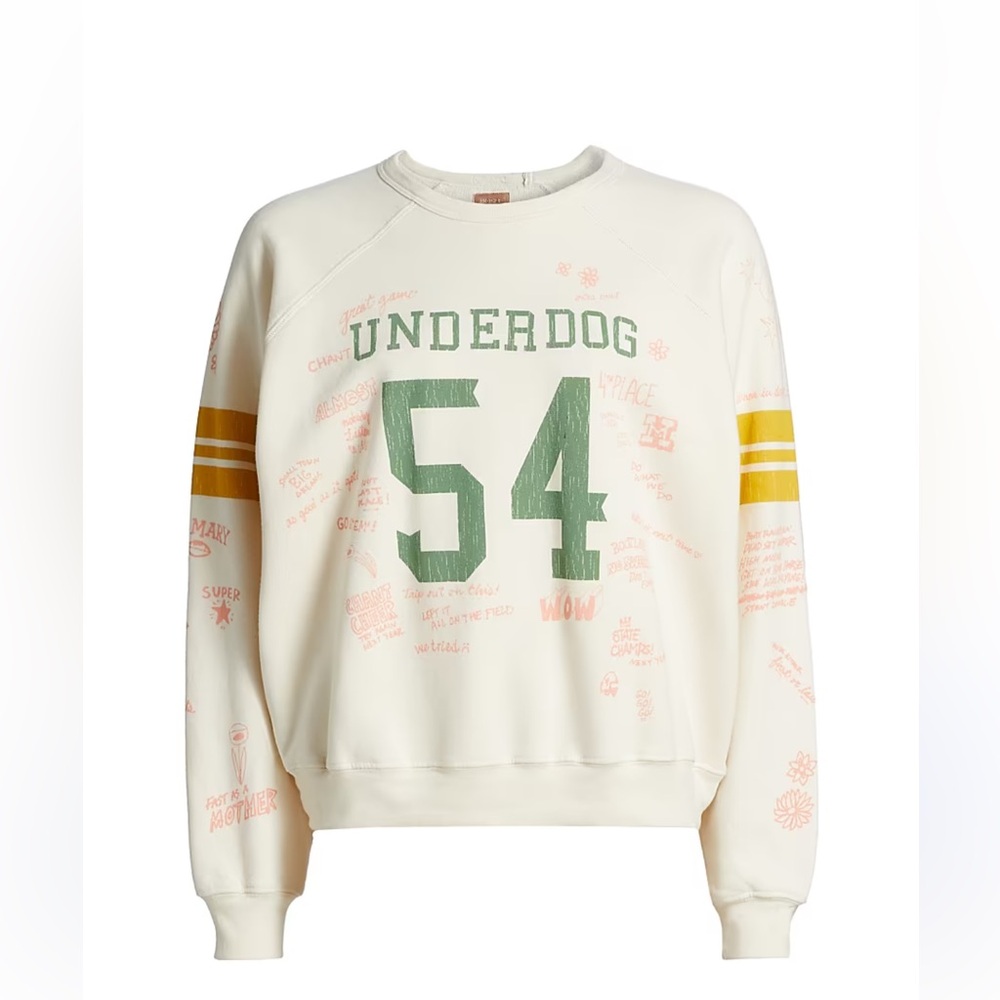 MOTHER Cream Sweatshirt with Green and Yellow Accents